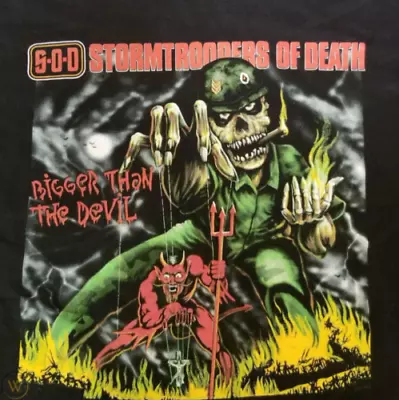 S.O.D. Band BIGGER THAN THE DEVIL Cotton Black Full Size Unisex Shirt • $19.99