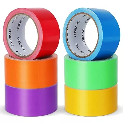 6-Pack Rainbow Colored Duct Tape 15 Yards X 2 Inch Heavy Duty No Residue Tear By • $25.43