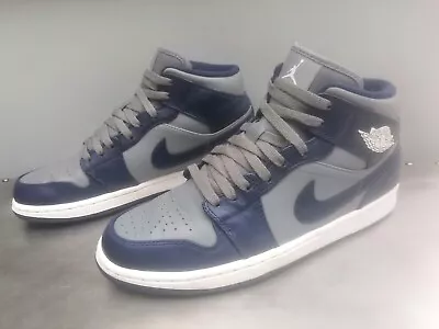 Nike Air Jordan 1 Mid OG 85 Georgetown 2012 Size UK 8 EUR 42.5 Blue Grey  • £60