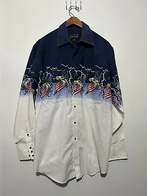 High Noon Shirt Mens M Regular Pearl Snap Button Embroidered Western Cowboy 1334 • $19.45