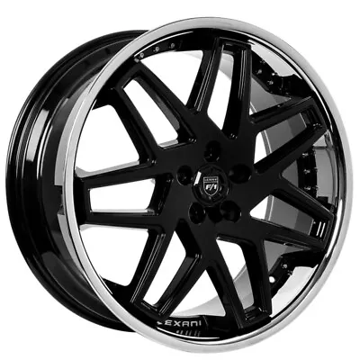 22  Staggered Lexani Wheels Nova Gloss Black With SS Lip Rims • $2599