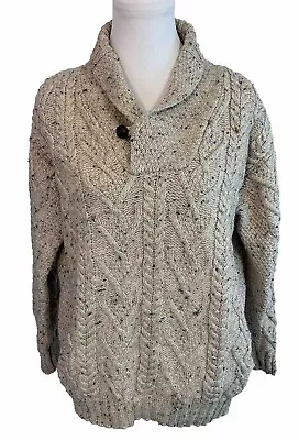 Aran Sweater Market Cable Crossover Neck Sweater In Oatmeal Women's Size L • $27.99