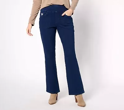 Quacker Factory Women's Petite Pants 1XP Short DreamJeannes Flat Blue A625714 • $17.40