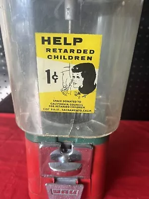 Vintage Acorn 1 Cent Help Retarded Children Gumball Machine Oak RARE HTF! • $399.99