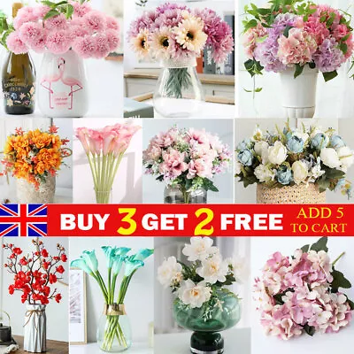 Artificial Silk Flowers Bunch Wedding Party Grave Outdoor Bouquet Home Decor DIY • £6.23