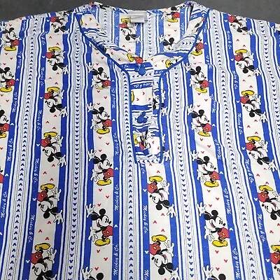 Vtg Disney Mickey Co Mouse Pajama Dress Womans L Night Gown Moo Moo All Over • $24.98