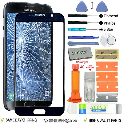 Samsung Galaxy S7 Replacement Screen Front Glass Outer Lens Repair Kit BLACK  • £15.99