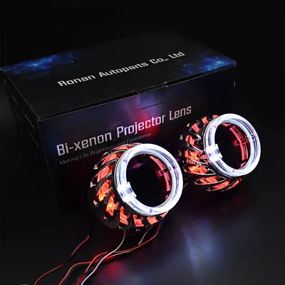 Blue Honeycomb 2.5  HID Bixenon Projector Lens Turbine LED Angel Eyes Headlight • $75.68