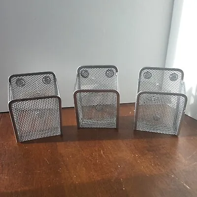 3) Magnetic Storage Baskets Wire Mesh Bins Office Supplies Phones Remotes 3.5x5 • $19.94