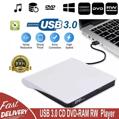 Slim External CD/DVD Drive USB 3.0 Player Burner Reader For Laptop PC Mac HP USA • $16.99