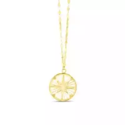 14K Medallion Compass Necklace - 14K Gold Necklace - Gold Medallion Necklace • $371.98