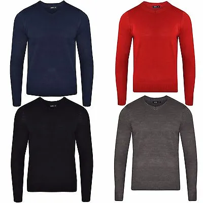 Mens Sweatshirt  Knitwear Sweater Jumper Pullover V Neck Long Sleeve Top 605 • £9.50