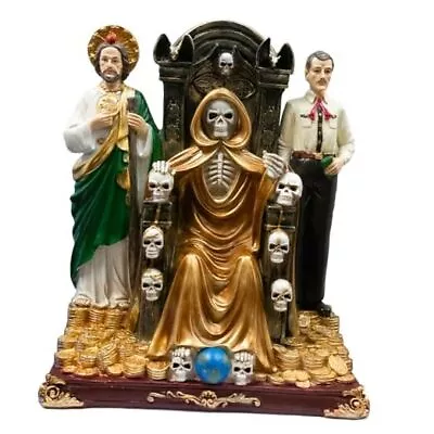  Santa Muerte With Jesus Malverde & St. Jude Statue | Large 14.5  Tall | Holy  • $142.87