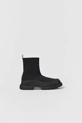 Nwt Zara Kids/ Sock Style Ankle Boots Black - Ref 2105/030 Girls 12.5 • $19