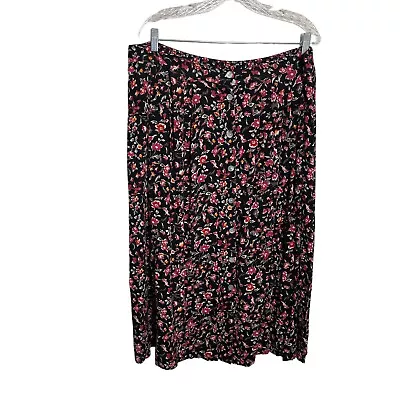 Kathie Lee Skirt Women's 22W Floral Midi Button Up Micro Multicolor Colorful • $7.20