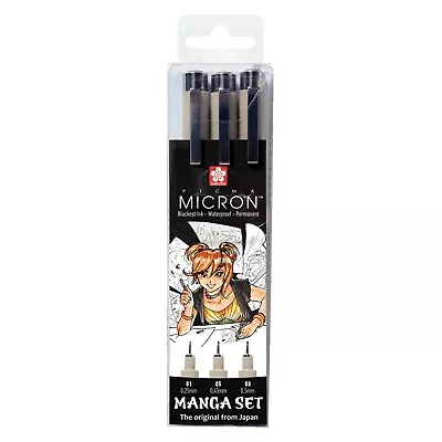 Sakura - Pigma Micron - Manga Set Of 3 Black Pens • £8.99