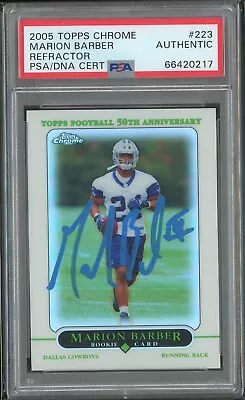 Marion Barber Signed 2005 Topps Chrome #223 Refractor PSA/DNA Cowboys RC AUTO • $149.99