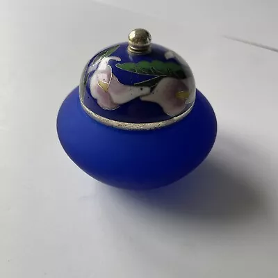 Zarah Cloisonne Lidded Trinket Jar Sterling Silver Plated Lillies Handblown • $39.11