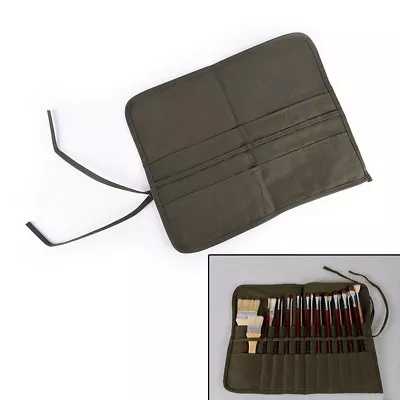 Roll Up Canvas Paint Brush Bag For Artist Draw Pen Brush School Arts Supplie-m- • $11.93