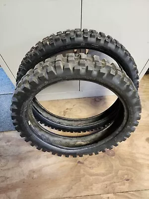 Vintage Dunlop Sports D739 Front And Rear Motorcycle Tires 80/100-21 + 110/90-19 • $84
