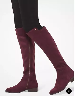 NIB Michael Kors Bromley Flat Damson Suede Stretch Boots 40F7BOFBES- 6M • $59