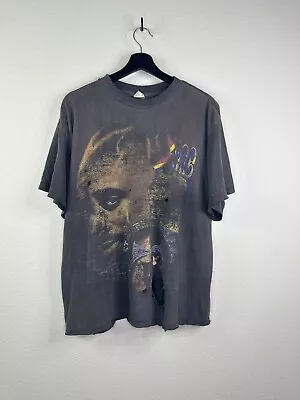 VINTAGE 1996 TUPAC SHAKUR RAP TEE SHIRT SZ L BLK 90s THRASHED SINGLE STITCH • $680