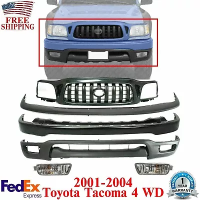 Front Bumper Primed Kit +Grille + Fog Lights LH & RH For 01-04 Toyota Tacoma 4WD • $344.87