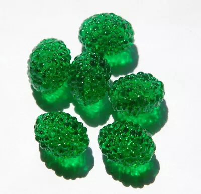 Vintage Green Oval Bumpy Textured Plastic Beads (6) Bds791E • $3.99