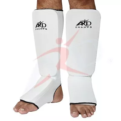 ARD CHAMPS™ Shin Instep Protectors Guards Pads Boxing MMA Muay Thai WHITE • $9.99