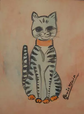 Original Watercolour Of A Tabby Cat  Signed Louis Wain • £30