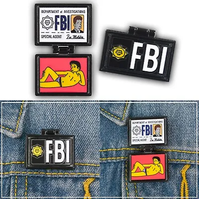 Enamel Brooch Badge Pin Cartoon FBI ID Card Yellow Man For Backpacks Clothes • $12.09