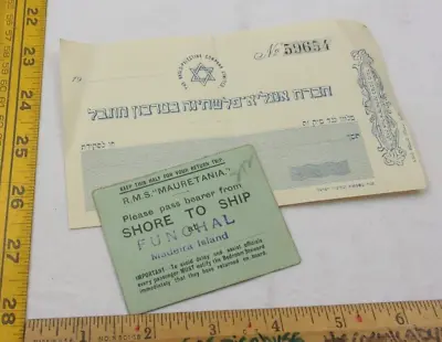 RMS Mauretania Cunard Line Steamship Ship 1930s Funchal Shore To Ship Ticket • $39.95