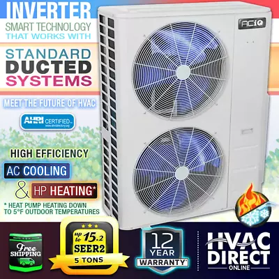 5 Ton 15.2 SEER2 ACiQ Central Air High Efficiency Inverter AC Cooling Heat Pump • $2617.25