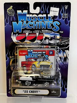 Muscle Machines 55 Chevy 1:64 03-33 Black/White 2003 • $10