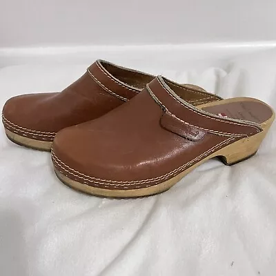 Olof Daughter Brown Wooden Clog Mule Size 41 / US 10.5 Bohemian Chunky Y2K Shoe • $36.99