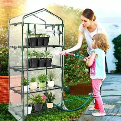 4 Shelf Tier PVC Cover Mini Greenhouse Outdoor Garden Plants Grow Green House • £13.49