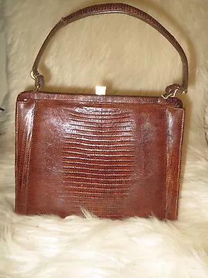 Vintage Brown Leather Alligator Skin HANDBAG By PALIZZIO • $9.99