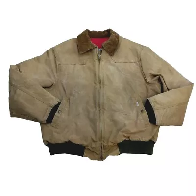 Vtg 1989 Carhartt Mens XL  Santa Fe JQ166 Corduroy Collar Jacket Coat USA Union • $112.49