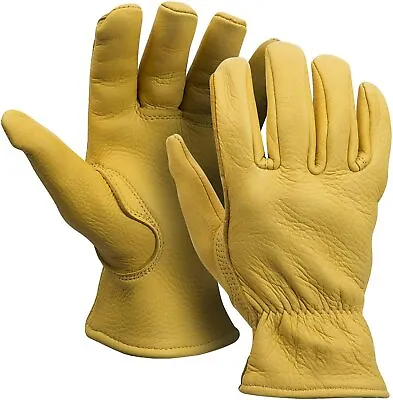  American Fur Full Grain Deerskin 3M Thinsulate  Lined Winter Work Gloves Tan • $31.99