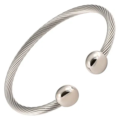 New Magnetic Bracelet High Power Pain Magnets Stainless Steel Wire Silver End • $19.95