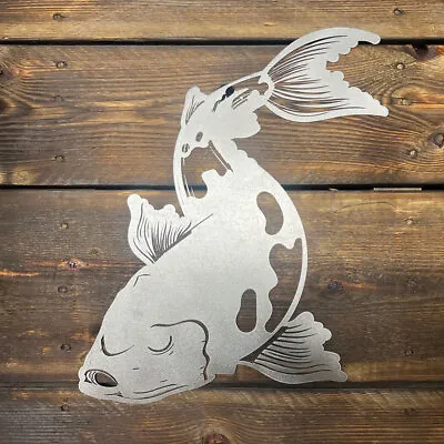 Metal KOI FISH Rustic Gardens And Ponds Wall Decoration Garden Wall Art Gifts • £23.95