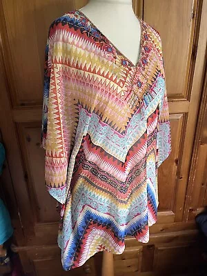 Matthew Williamson Womens Cover Up/beach Kaftan Size S 8/10/12/14 Chiffon • £6.99