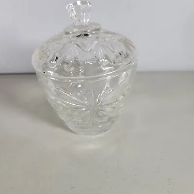 Crystal Cut Glass Sugar Bowl 5” Tall X 4  Wide With Lid Elegant • $12.97