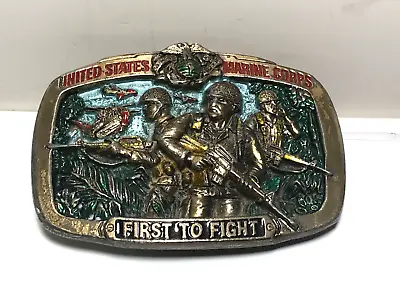 USMC First To Fight Belt Buckle United States Marine Corps Vintage 1982 • $18.95