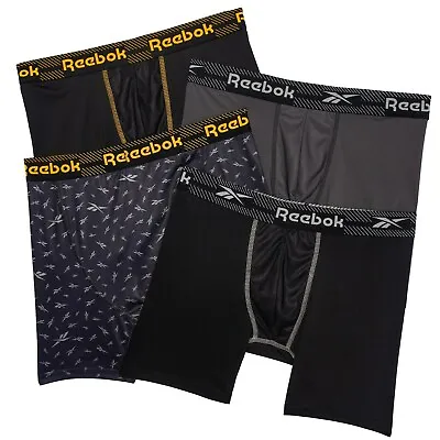 4 Pack REEBOK Men's 6  INSEAM STRETCH Boxer Briefs PERFORMANCE MEDIUM LARGE $32 • $20.95