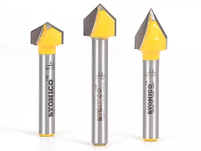 $18.95 • Buy V Groove Router Bit Small 3 Bit Set - 1/4  Shank - Yonico 14390q