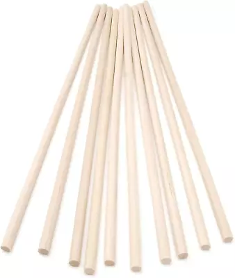 1/4 Inch X 12 Inch Unfinished Wooden Dowel Rods Pack Of 10 • $12.40