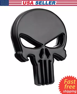 3D Metal Punisher Emblem Sticker Skeleton Skull Decal Badge Bike Car Truck BLACK • $7.88