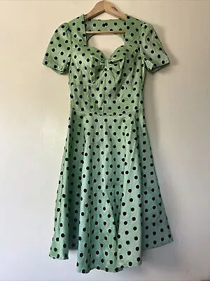 Voodoo Vixen Green Polka Dot 50’s Style Dress Size Small UK 8 • £14.99