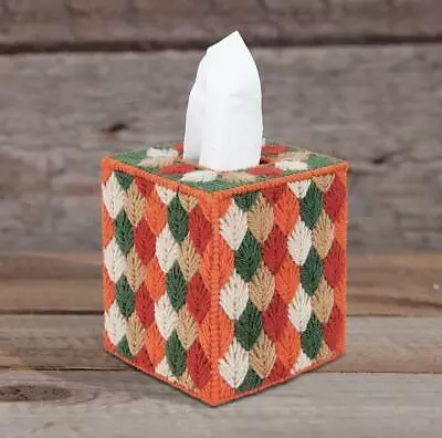 Mary Maxim Autumn Leaves Tissue Box Cover Plastic Canvas Kit • $22.49